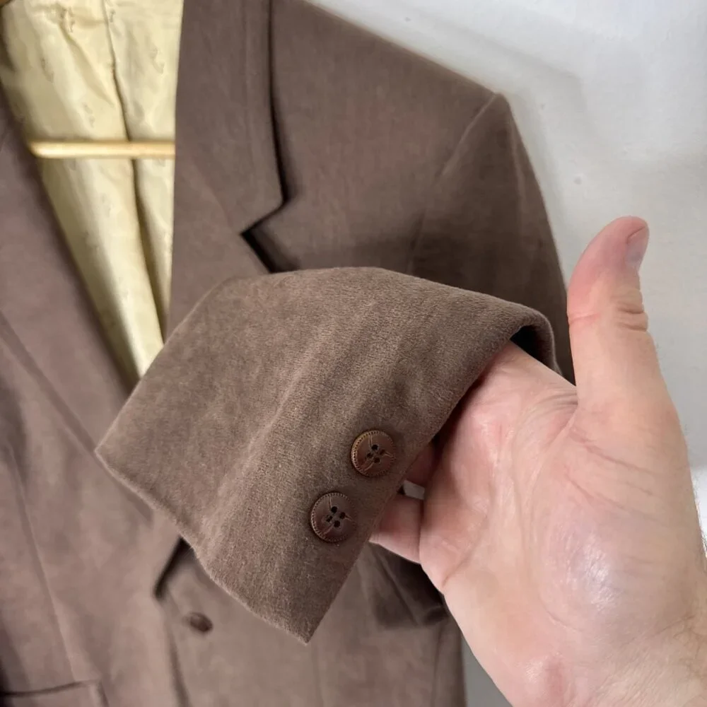 Vintage Henley‎ Men 40 Blazer Supreme Suede Faux 70s Brown Sports Coat